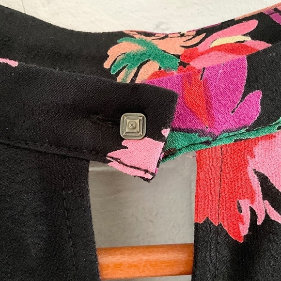 Anthropologie x Maeve Blouse Bella Dark Floral Black Kelly green Pink XS - Picture 13 of 15
